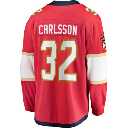 F.Panthers #32 Lucas Carlsson Fanatics Branded Home Breakaway Player Jersey Red Stitched American Hockey Jerseys - Main View