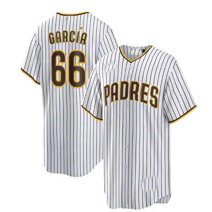 San Diego Padres #66 Luis Garc¨ªa Home Replica Player Jersey - White Baseball Jerseys - Main View