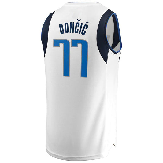 D.Mavericks #77 Luka Doncic Fanatics Branded Fast Break Replica Jersey White Association Edition Stitched American Basketball Jersey - Main View