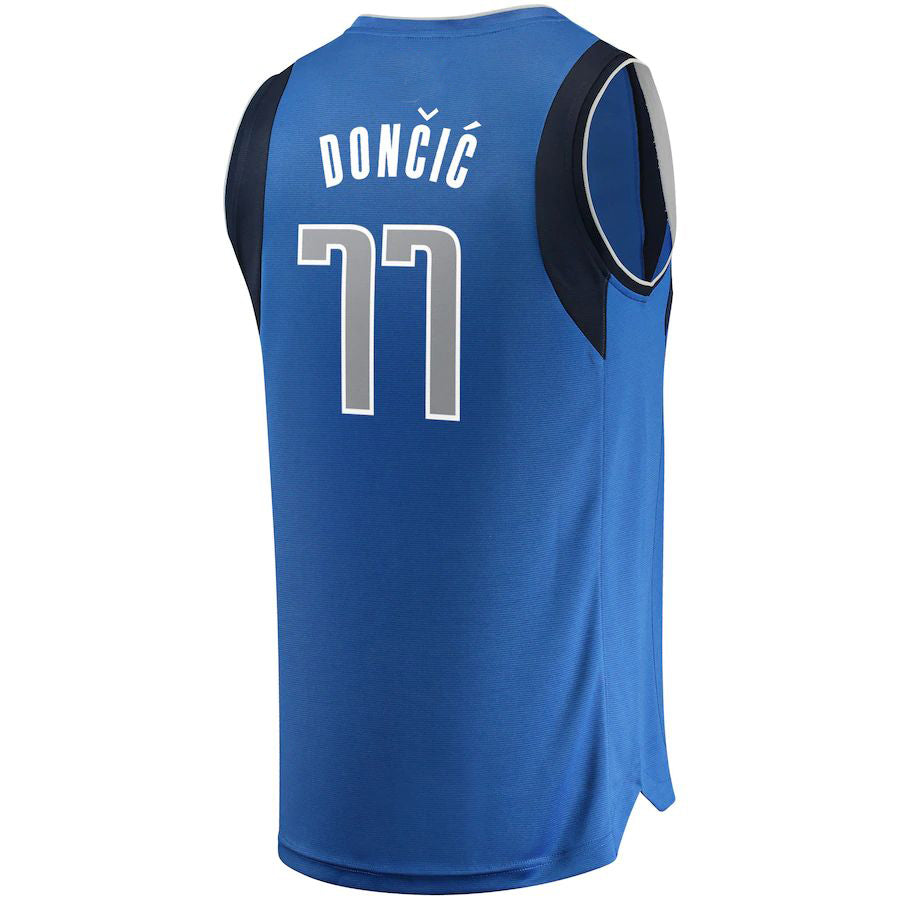 D.Mavericks #77 Luka Doncic Fanatics Branded Fast Break Replica Jersey Blue Icon Edition Stitched American Basketball Jersey - Main View