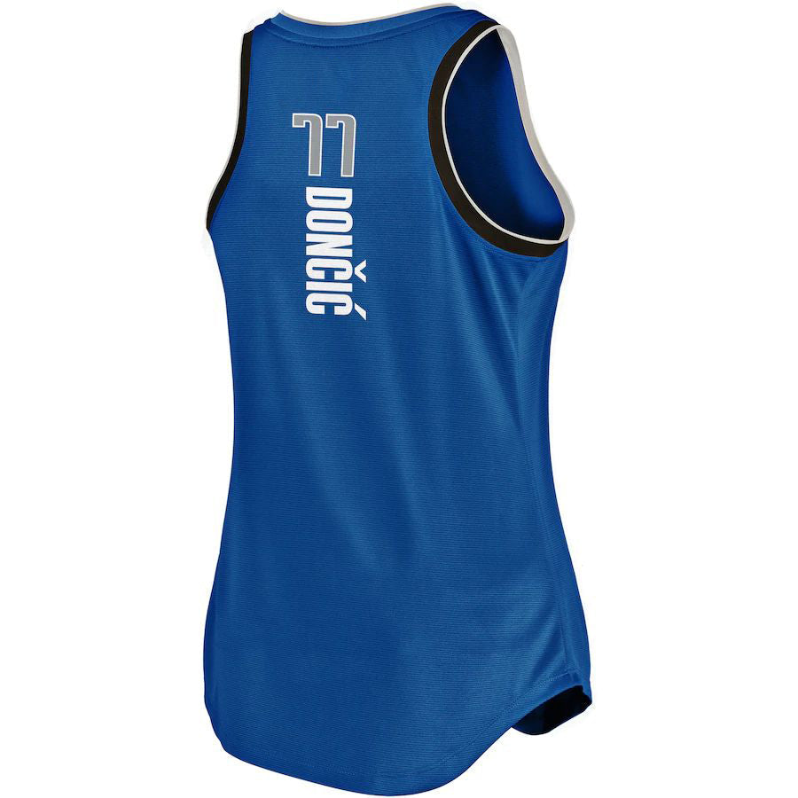 D.Mavericks #77 Luka Doncic Fanatics Branded Fast Break Team Tank Jersey Blue Icon Edition Stitched American Basketball Jersey - Main View