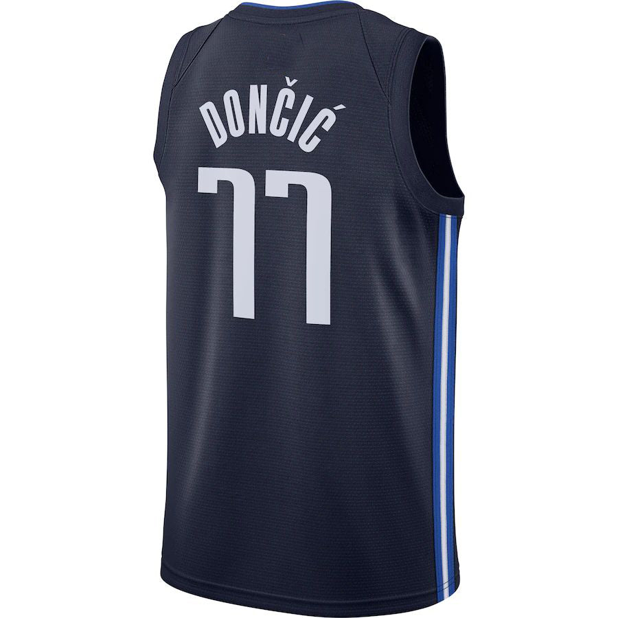 D.Mavericks #77 Luka Doncic Jordan Brand 2020-21 Swingman Jersey Statement Edition Navy Stitched American Basketball Jersey - Main View