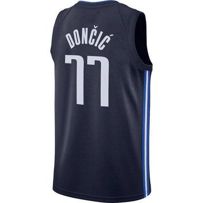 D.Mavericks #77 Luka Doncic Jordan Brand 2020-21 Swingman Jersey Statement Edition Navy Stitched American Basketball Jersey - Main View
