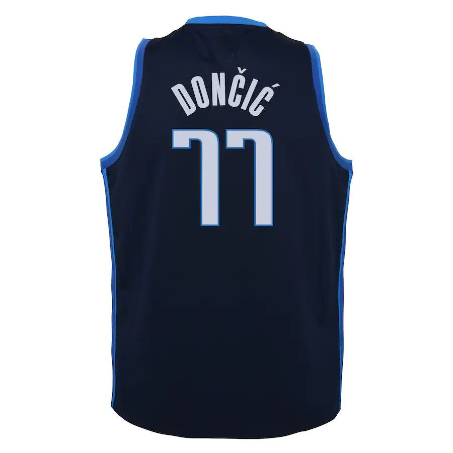 D.Mavericks #77 Luka Doncic 2020-21 Swingman Player Jersey Navy Earned Edition Stitched American Basketball Jersey - Main View