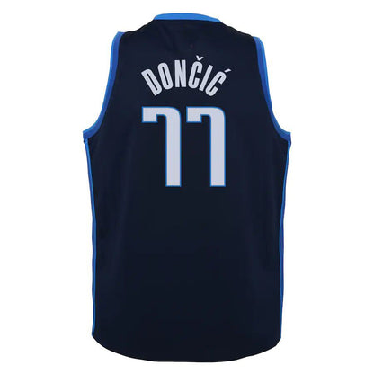 D.Mavericks #77 Luka Doncic 2020-21 Swingman Player Jersey Navy Earned Edition Stitched American Basketball Jersey - Main View