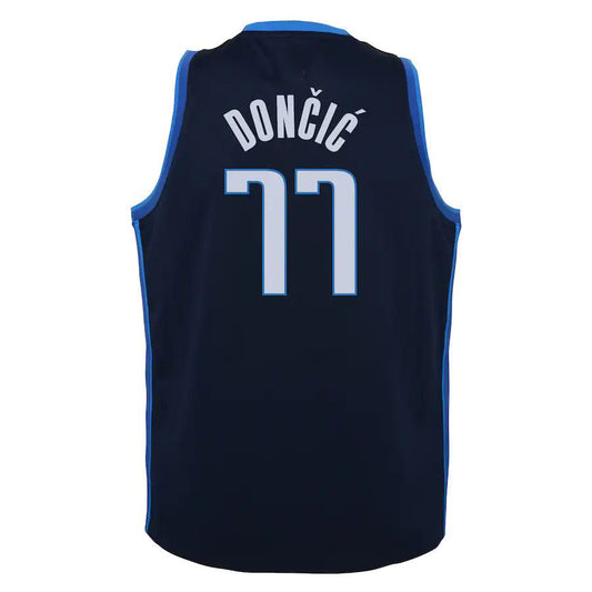 D.Mavericks #77 Luka Doncic 2020-21 Swingman Player Jersey Navy Earned Edition Stitched American Basketball Jersey - Main View