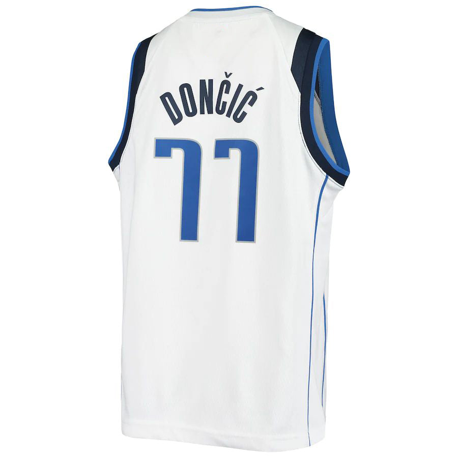 D.Mavericks #77 Luka Doncic Swingman Player Jersey White Association Edition Stitched American Basketball Jersey - Main View