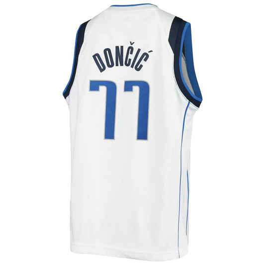 D.Mavericks #77 Luka Doncic Swingman Player Jersey White Association Edition Stitched American Basketball Jersey - Main View