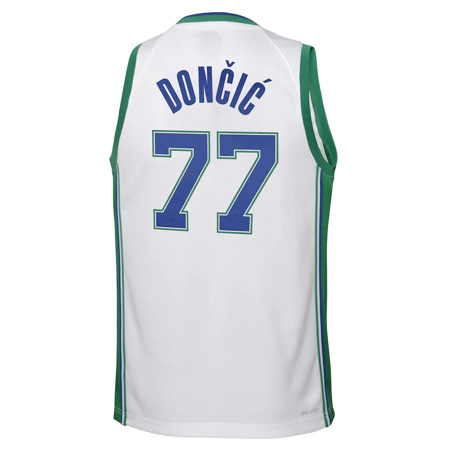 D.Mavericks #77 Luka Doncic 2021-22 Swingman Jersey City Edition White Stitched American Basketball Jersey - Main View