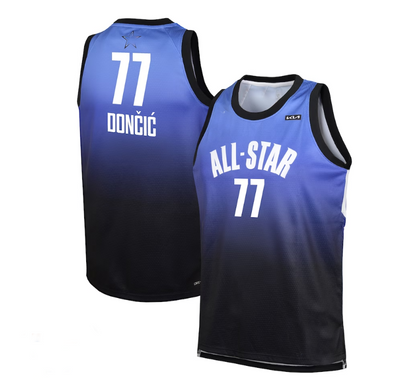 #77 Luka Doncic 2023 All-Star Game Swingman Jersey - Blue Stitched American Basketball Jersey - Main View