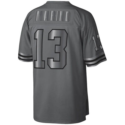 M.Dolphins #13 Dan Marino Mitchell & Ness Charcoal 1984 Retired Player Metal Legacy Jersey Stitched American Football Jerseys - Main View