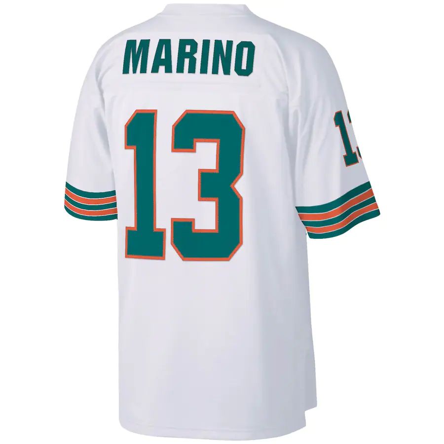 M.Dolphins #13 Dan Marino Mitchell & Ness White 1984 Legacy Replica Jersey Stitched American Football Jerseys - Main View