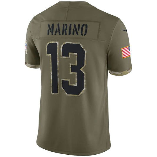 M.Dolphins #13 Dan Marino Olive 2022 Salute To Service Retired Player Limited Jersey Stitched American Football Jerseys - Main View