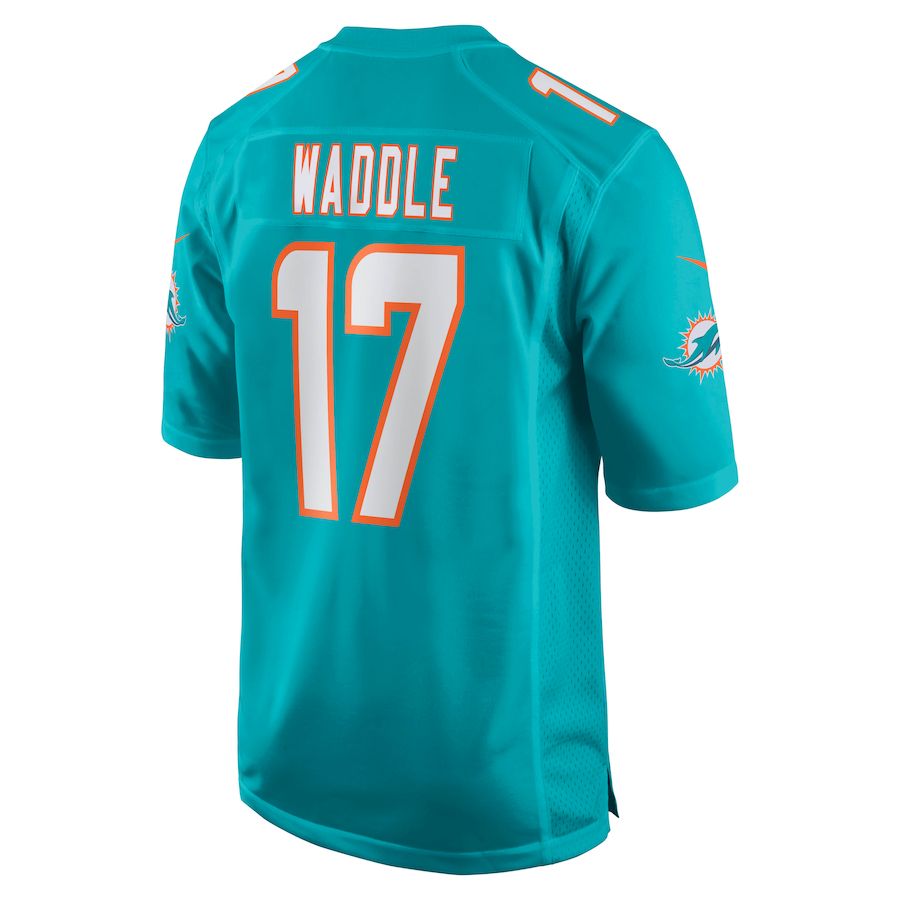 M.Dolphins #17 Jaylen Waddle Aqua Game Player Jersey Stitched American Football Jerseys - Main View