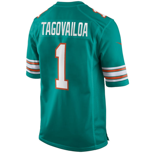 M.Dolphins #1 Tua Tagovailoa Aqua Alternate Game Jersey Stitched American Football Jerseys - Main View