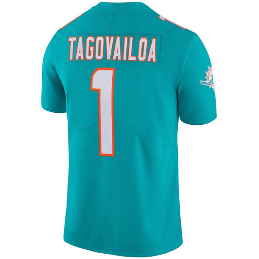 M.Dolphins #1 Tua Tagovailoa Aqua Vapor Limited Jersey Stitched American Football Jerseys - Main View