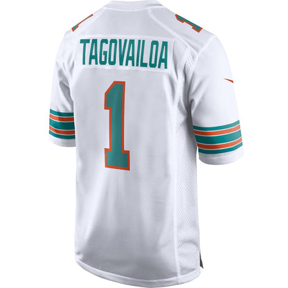 M.Dolphins #1 Tua Tagovailoa White 2nd Alternate Game Jersey Stitched American Football Jerseys - Main View