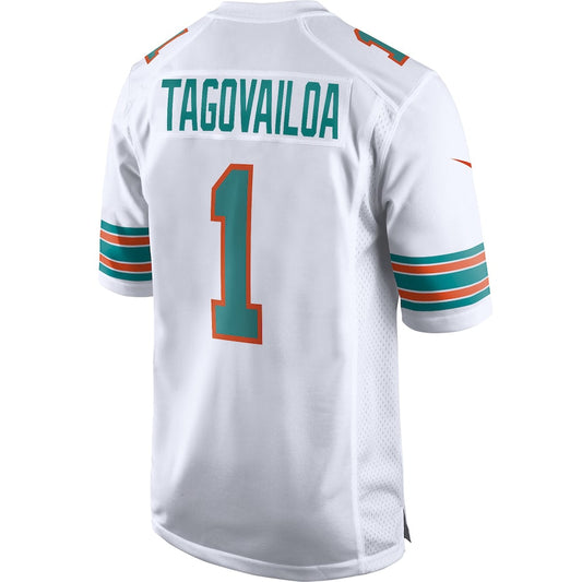 M.Dolphins #1 Tua Tagovailoa White 2nd Alternate Game Jersey Stitched American Football Jerseys - Main View