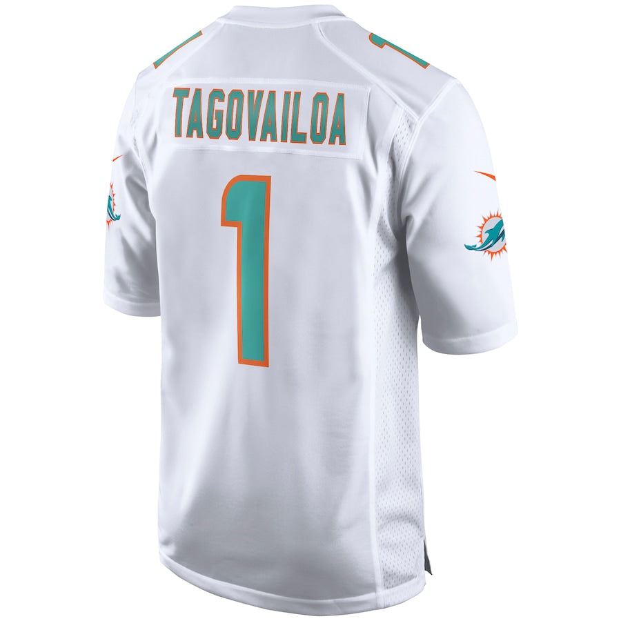 M.Dolphins #1 Tua Tagovailoa White Game Jersey Stitched American Football Jerseys - Main View