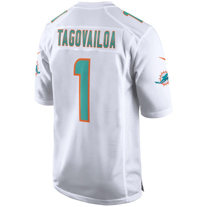 M.Dolphins #1 Tua Tagovailoa White Game Jersey Stitched American Football Jerseys - Main View