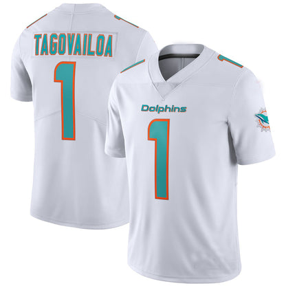 M.Dolphins #1 Tua Tagovailoa White Vapor Limited Jersey Stitched American Football Jerseys - Main View