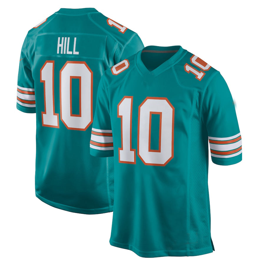 M.Dolphins #10 Tyreek Hill  Aqua Alternate Game Jersey Stitched American Football Jerseys - Main View