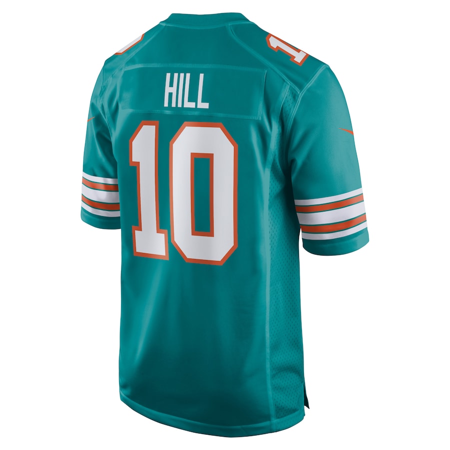 M.Dolphins #10 Tyreek Hill Aqua Alternate Game Jersey Stitched American Football Jerseys - Main View