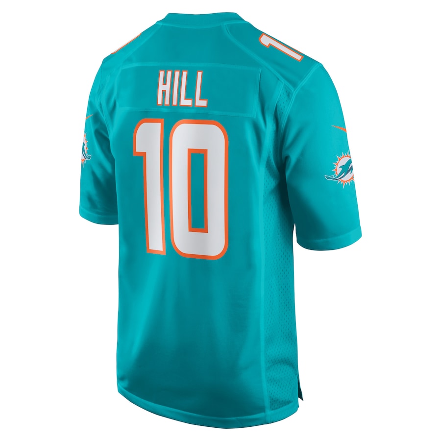 M.Dolphins #10 Tyreek Hill Aqua Game Jersey Stitched American Football Jerseys - Main View