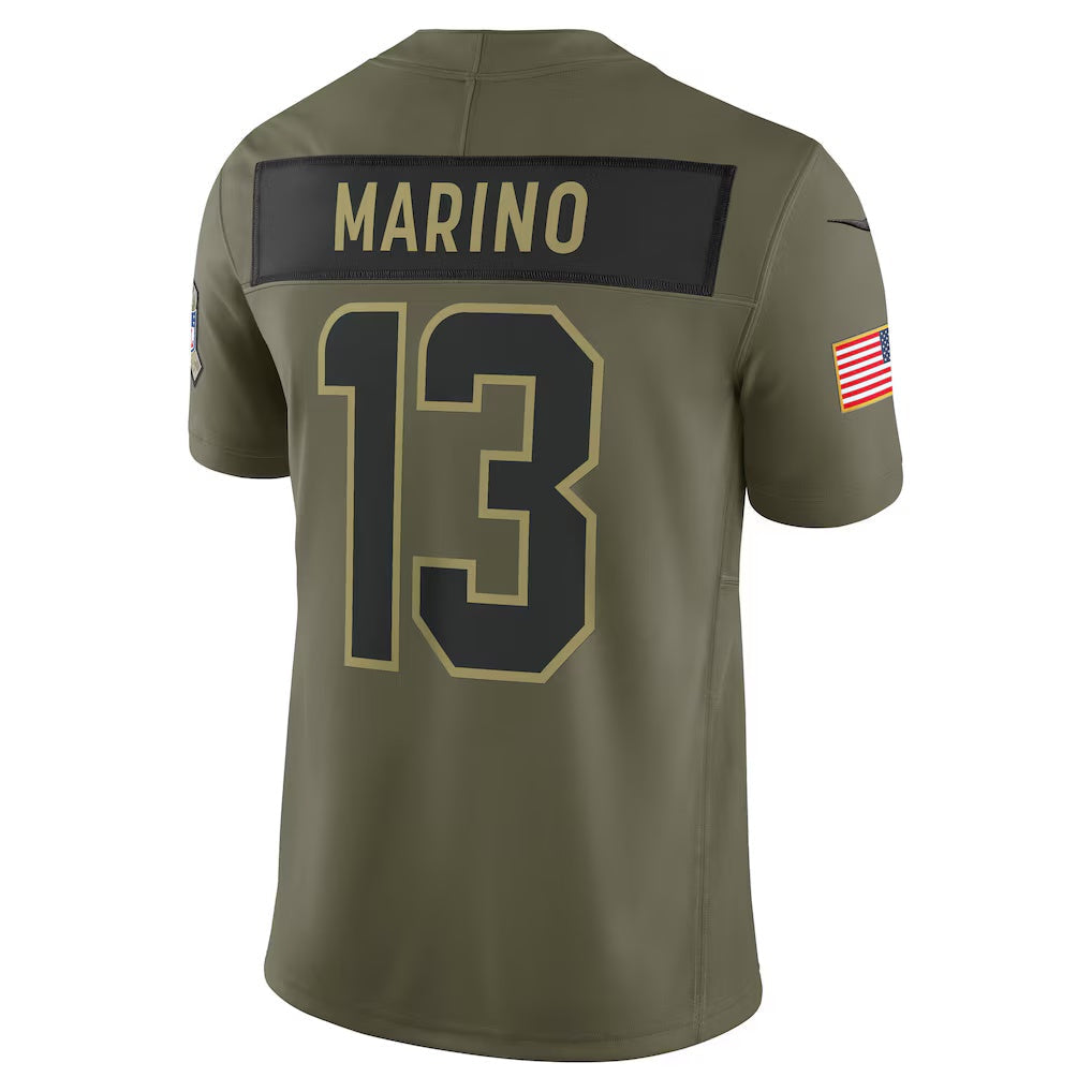 M.Dolphins #13 Dan Marino Olive 2025 Salute to Service Retired Limited Stitched American Football Jerseys - Main View