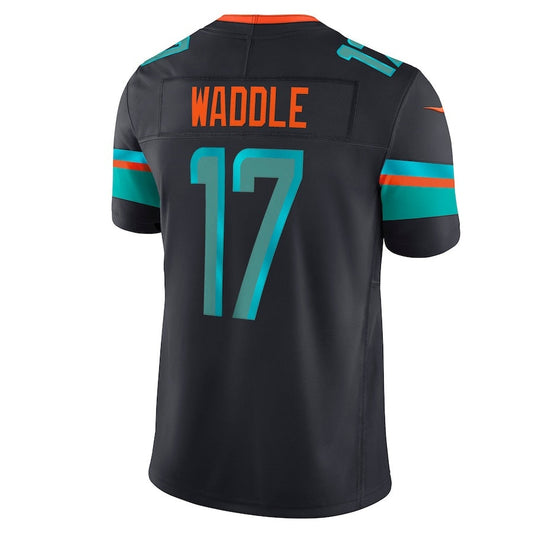 M.Dolphins #17 Jaylen Waddle 2025 Rivalries Collection Limited Jersey - Pitch Blue Stitched American Football Jerseys - Main View