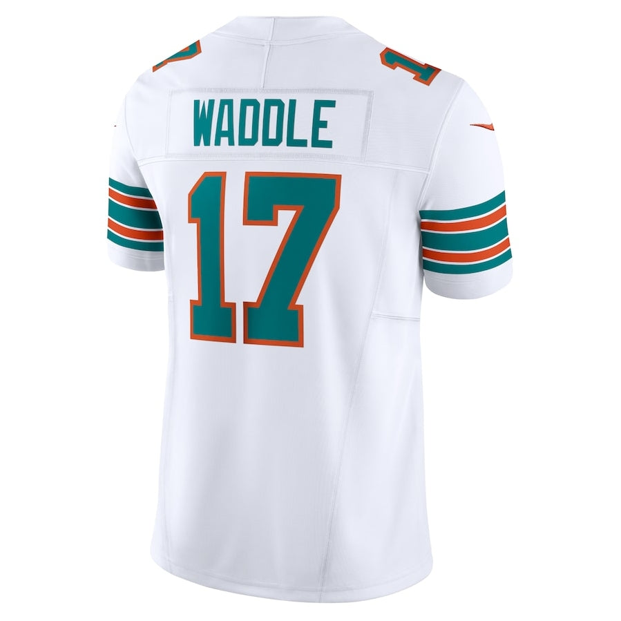 M.Dolphins #17 Jaylen Waddle White Vapor F.U.S.E. Limited Stitched American Football Jerseys - Main View