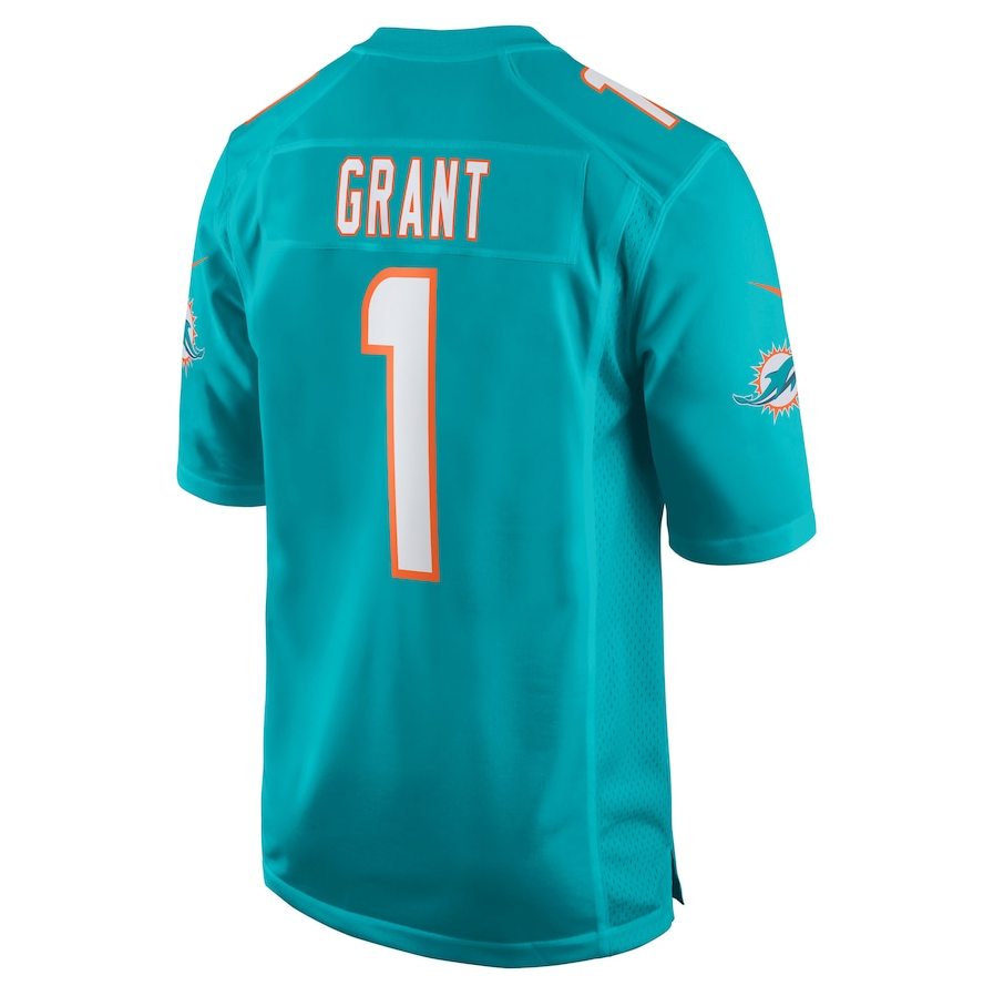 M.Dolphins #1 Kenneth Grant Aqua 2025 Draft First Round Pick Game Stitched American Football Jerseys - Main View