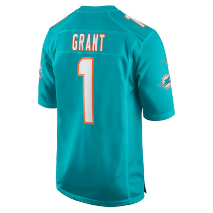 M.Dolphins #1 Kenneth Grant Aqua 2025 Draft First Round Pick Game Stitched American Football Jerseys - Main View