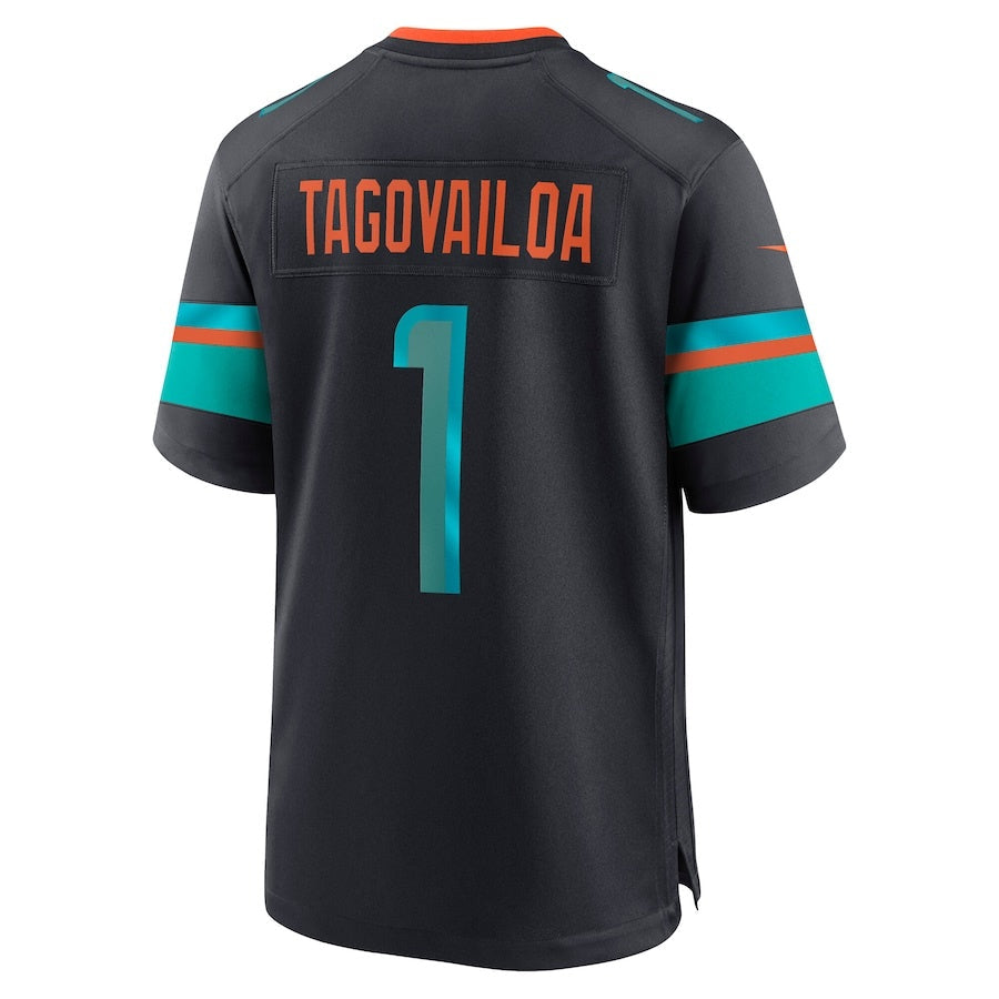 M.Dolphins #1 Tua Tagovailoa 2025 Rivalries Collection Game Jersey - Pitch Blue Stitched American Football Jerseys - Main View