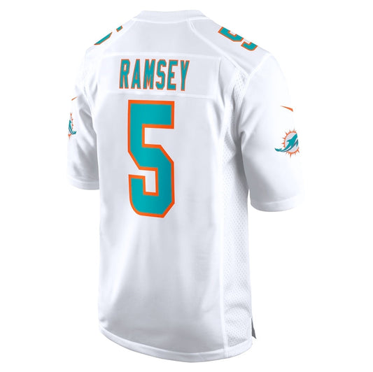 M.Dolphins #5 Jalen Ramsey White Away Game Stitched American Football Jerseys - Main View