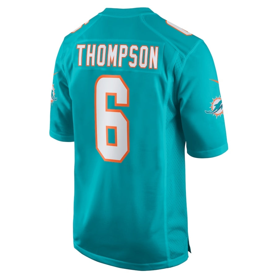 M.Dolphins #6 Skylar Thompson Aqua Team Game Stitched American Football Jerseys - Main View