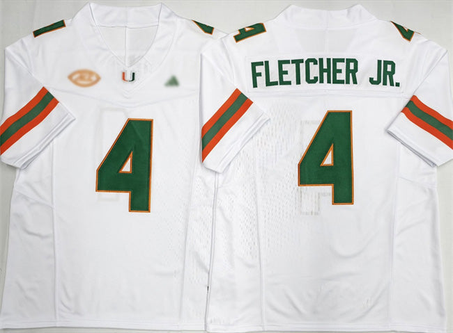 M.Hurricanes #4 Mark Fletcher Jr. White F.U.S.E. 2026 Stitched Football American College Jerseys - Main View