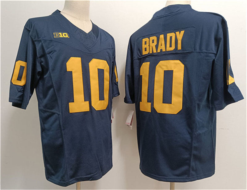 M.Wolverines #10 Tom Brady 2023 F.U.S.E. Navy Stitched Jersey College Jerseys - Main View