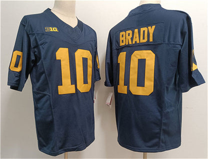 M.Wolverines #10 Tom Brady 2023 F.U.S.E. Navy Stitched Jersey College Jerseys - Main View