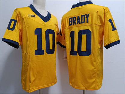 M.Wolverines #10 Tom Brady 2023 F.U.S.E. Yellow Stitched Jersey College Jerseys