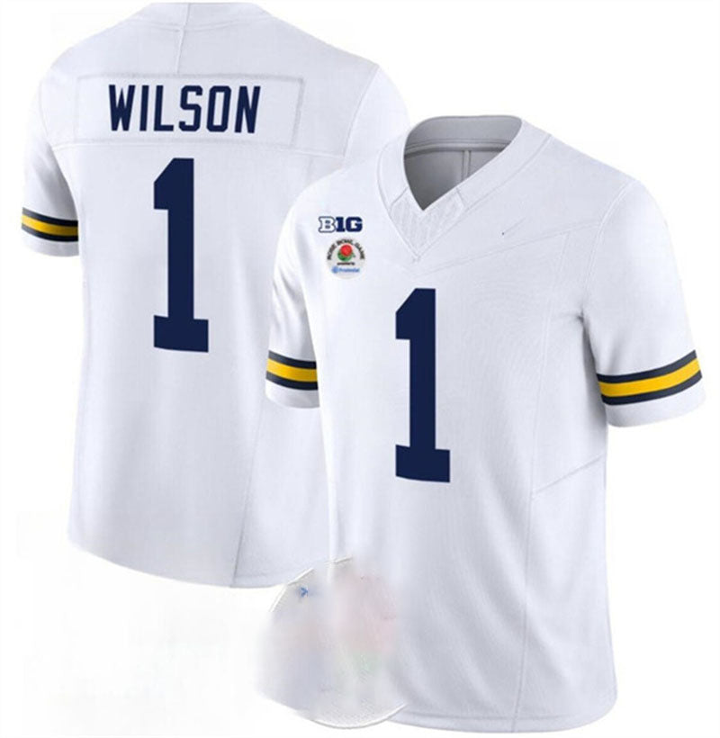 M.Wolverines #1 Roman Wilson 2023 F.U.S.E. White Rose Bowl Patch Stitched Jersey College Jerseys - Main View
