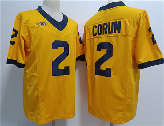 M.Wolverines #2 Blake Corum 2023 F.U.S.E. Yellow Stitched Jersey College Jerseys - Main View