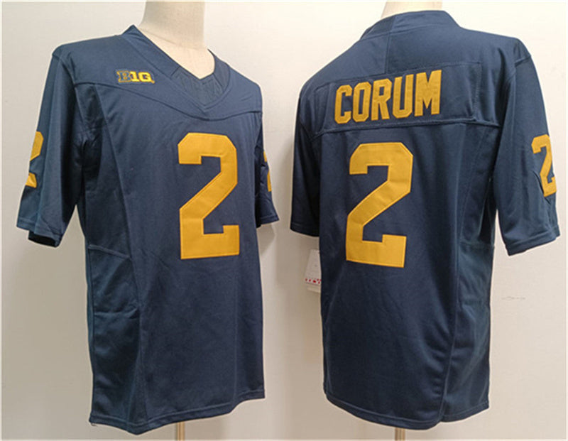 M.Wolverines #2 Blake Corum Navy Stitched Jersey College Jerseys - Main View