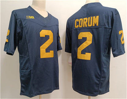 M.Wolverines #2 Blake Corum Navy Stitched Jersey College Jerseys - Main View