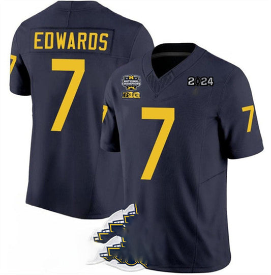M.Wolverines #7 Donovan Edwards 2024 F.U.S.E. Navy National Championship Stitched Jersey College Jerseys - Main View