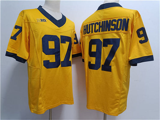 M.Wolverines #97 Aidan Hutchinson Yellow Stitched Jersey College Jerseys - Main View