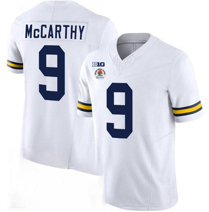 M.Wolverines #9 J.J. McCarthy 2023 F.U.S.E. White Rose Bowl Patch Stitched Jersey College Jerseys - Main View