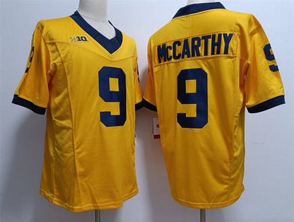 M.Wolverines #9 J.J. McCarthy 2023 F.U.S.E. Yellow Stitched Jersey College Jerseys - Main View
