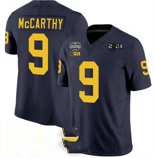 M.Wolverines #9 J.J. McCarthy 2024 F.U.S.E. Navy National Championship Stitched Jersey College Jerseys - Main View