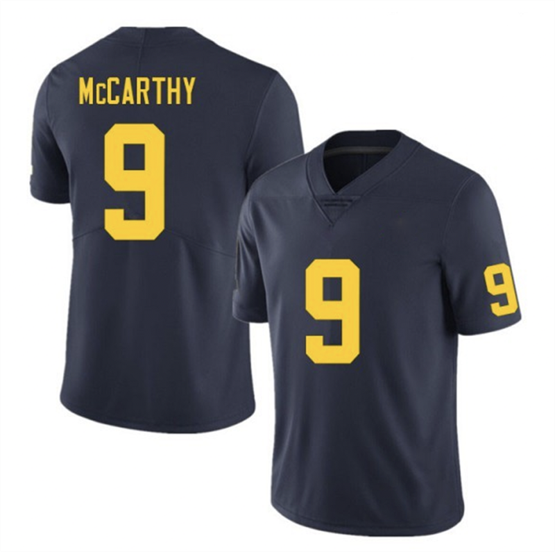 M.Wolverines #9 J.J. McCarthy Navy Blue Stitched Jersey College Jerseys - Main View